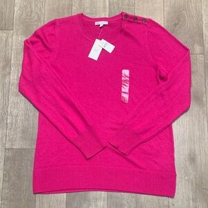 Womens NWT Gap‎ Angora Rabbit Hair Blend Pink Barbie Button Pullover Sweater